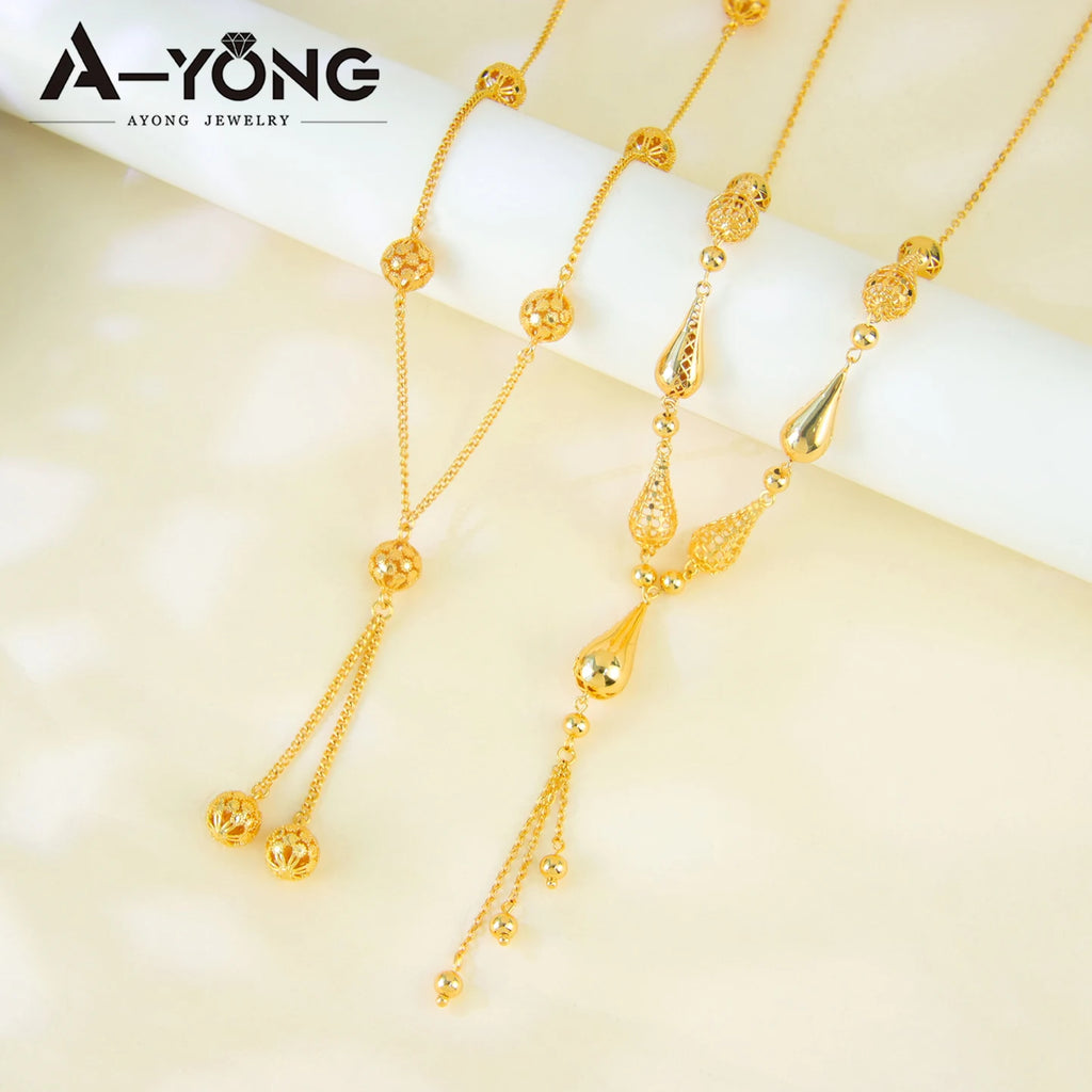 Oman Bridal Wedding Necklace 21k Gold Plated Turkish Fashion Coins Long Chains Nigeria Islamic Women Vintage Party Jewelry