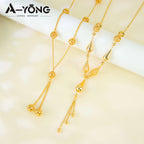 Oman Bridal Wedding Necklace 21k Gold Plated Turkish Fashion Coins Long Chains Nigeria Islamic Women Vintage Party Jewelry