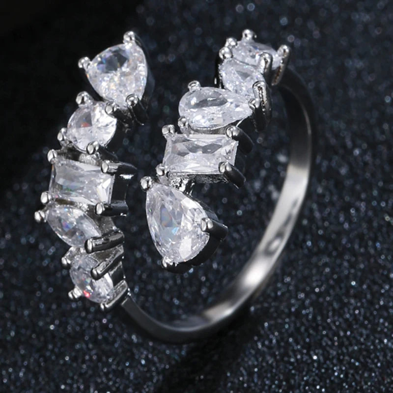 ChooseMe Square CZ Paved Austrian Zircon Engagement Ring