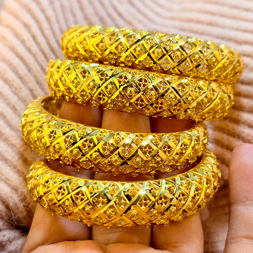 Dubai Charm 24k Gold Plated Bangles For Baby Child Arabic Bridal African Indian Bracelet Nigerian Wedding Hand Jewelry