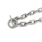 Collier en acier inoxydable avec chaîne et fermoir toggle en T, pierres de cristal, maillon épais, collier ras du cou pour femmes