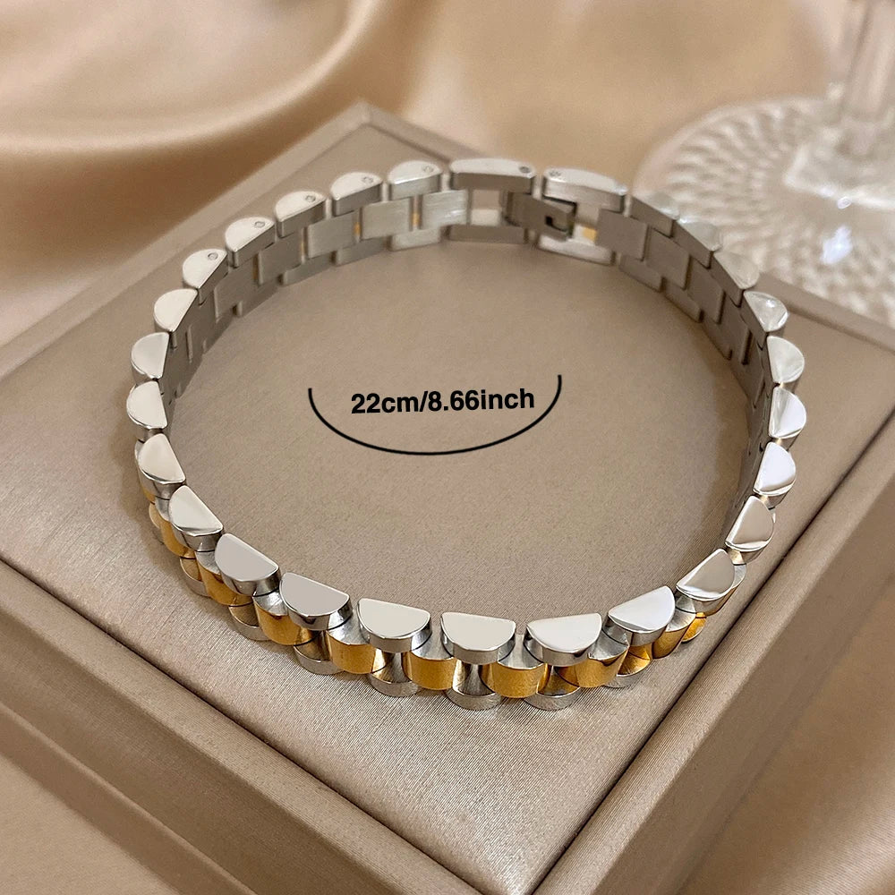 Greatera Five-layer 10mm Beaded Men's Bracelet Two Tone Classic Stainless Steel Band Series Watch Chain Bangle Jewelry For Women