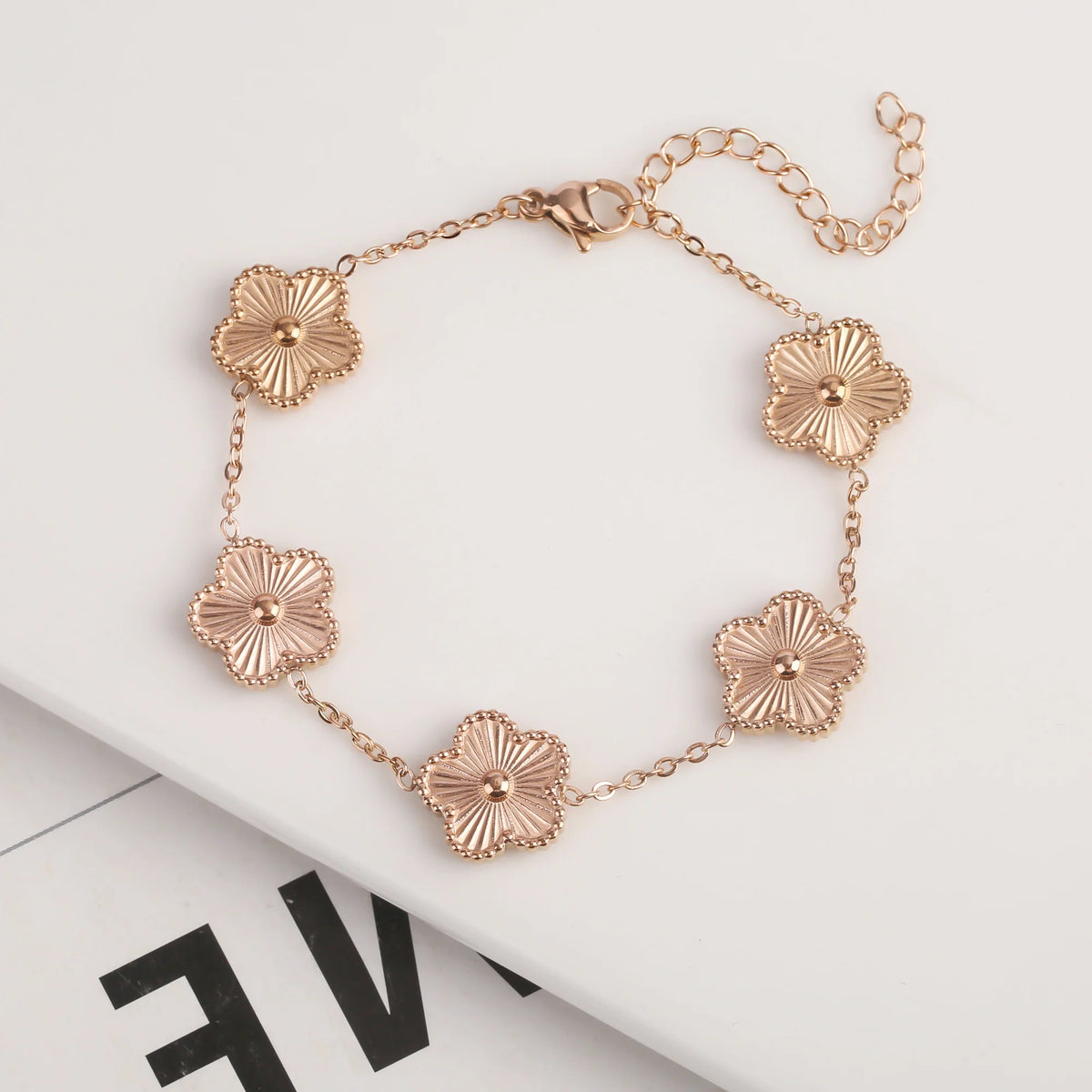 Metal Plum Blossom New Plant Five Leaf Flower Creative Bracelet Necklace Earring Set Women's Luxury Stainless Steel Clover