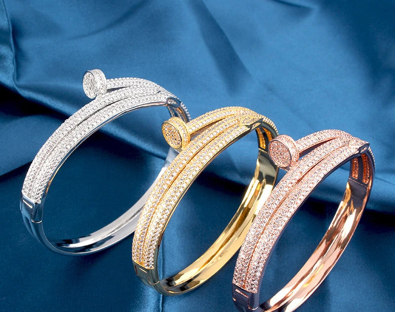 Women Luxury Geometry Cubic Ziron Engagement Bridal Statement  Bracelet Ring Jewelry copper Lady Gift