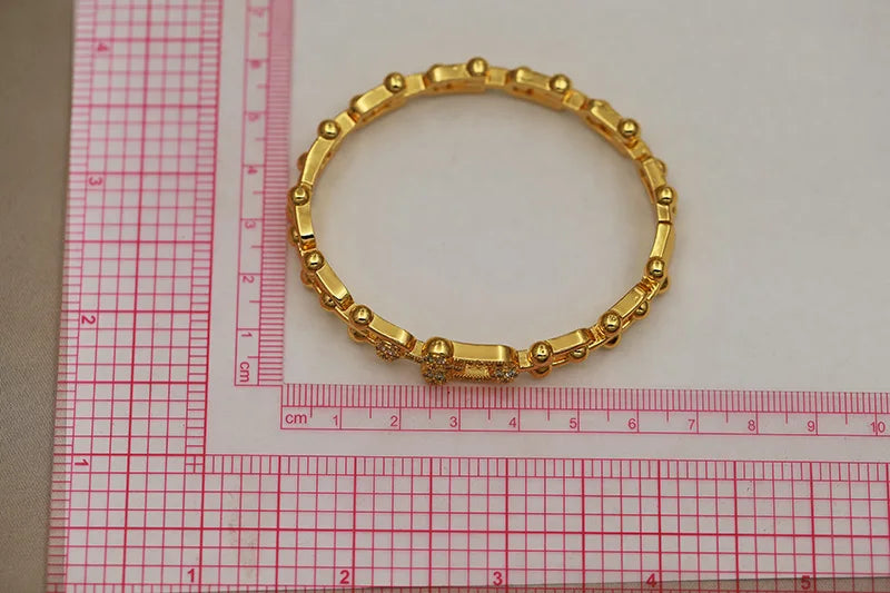 Stainless Steel Crystal Geometric Zirconia Bangle Set