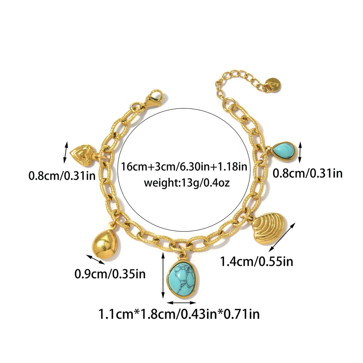 Minimalist Retro Turquoise Star Charm Bracelet