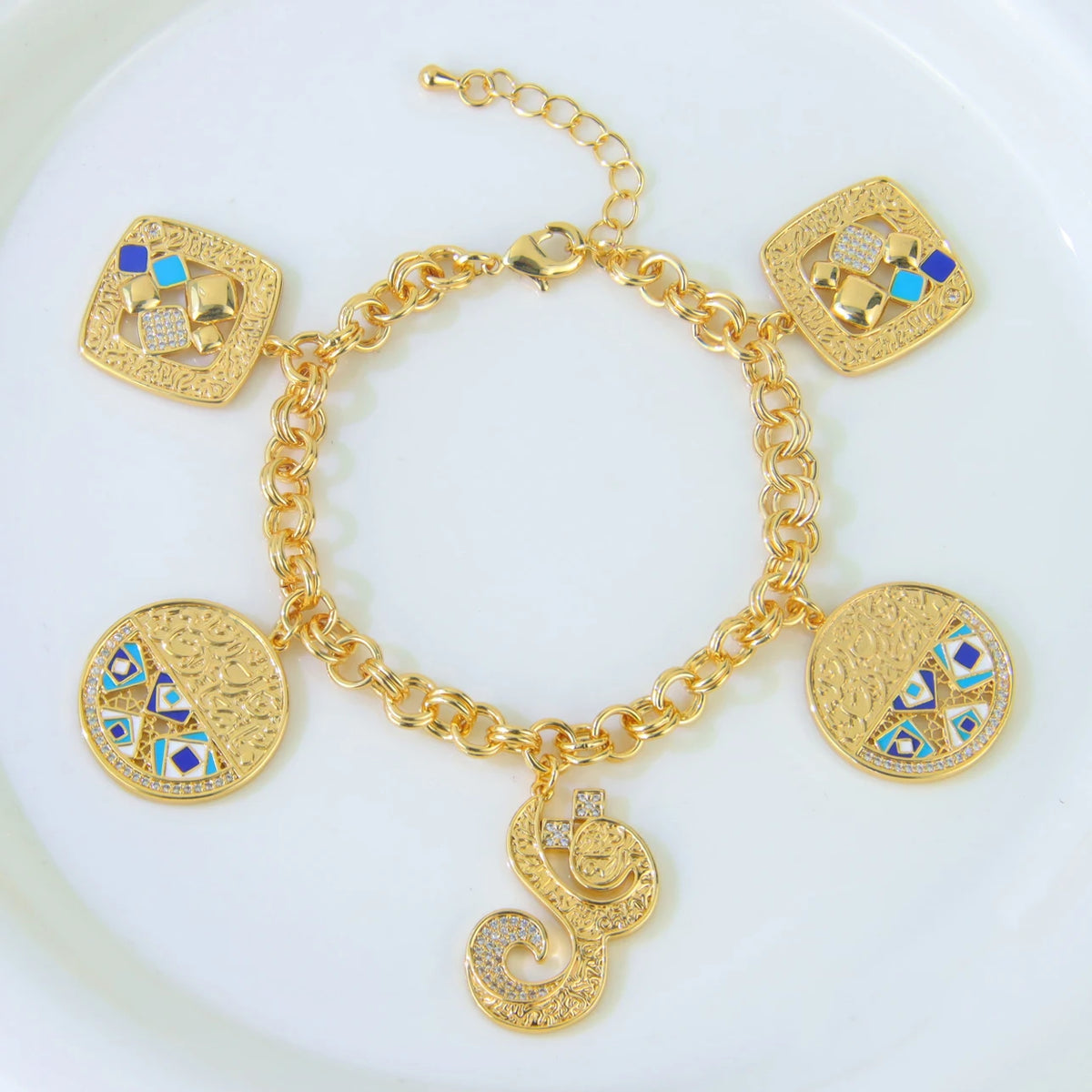 Fashion Arabic Dubai Gold-Color Charm Bracelet