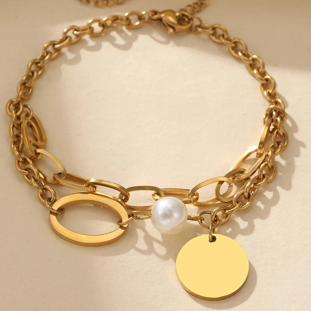 Stainless Steel Bracelets Classic Fortune Tree Crystal Pendant Chain Fashion Exquisite Bracelet For Women Jewelry Wedding Gifts