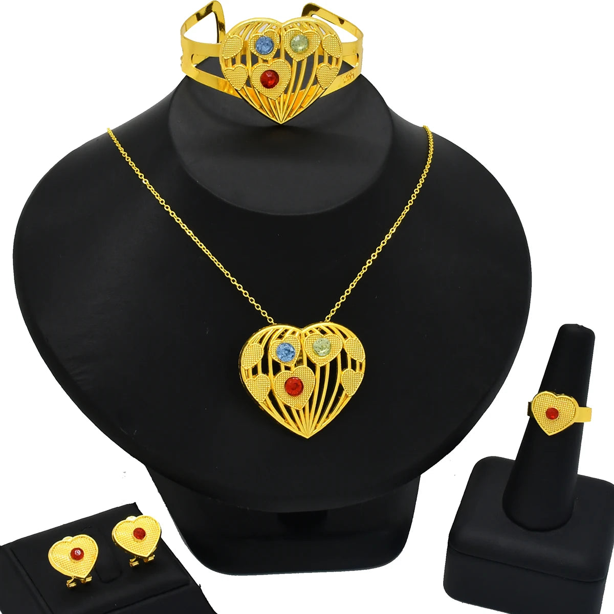 ANIID Nigeria Butterfly Cystal Jewelry Sets For Lady Wedding Ethiopian 24K Gold Color Necklace And Earing Jewellery Dubai Gift