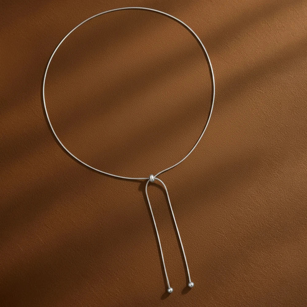 Stainless Steel Necklace Exquisite Ball Pendant Pull Adjustable Necklace Women's Fashion Accessories Daily Collocation Party