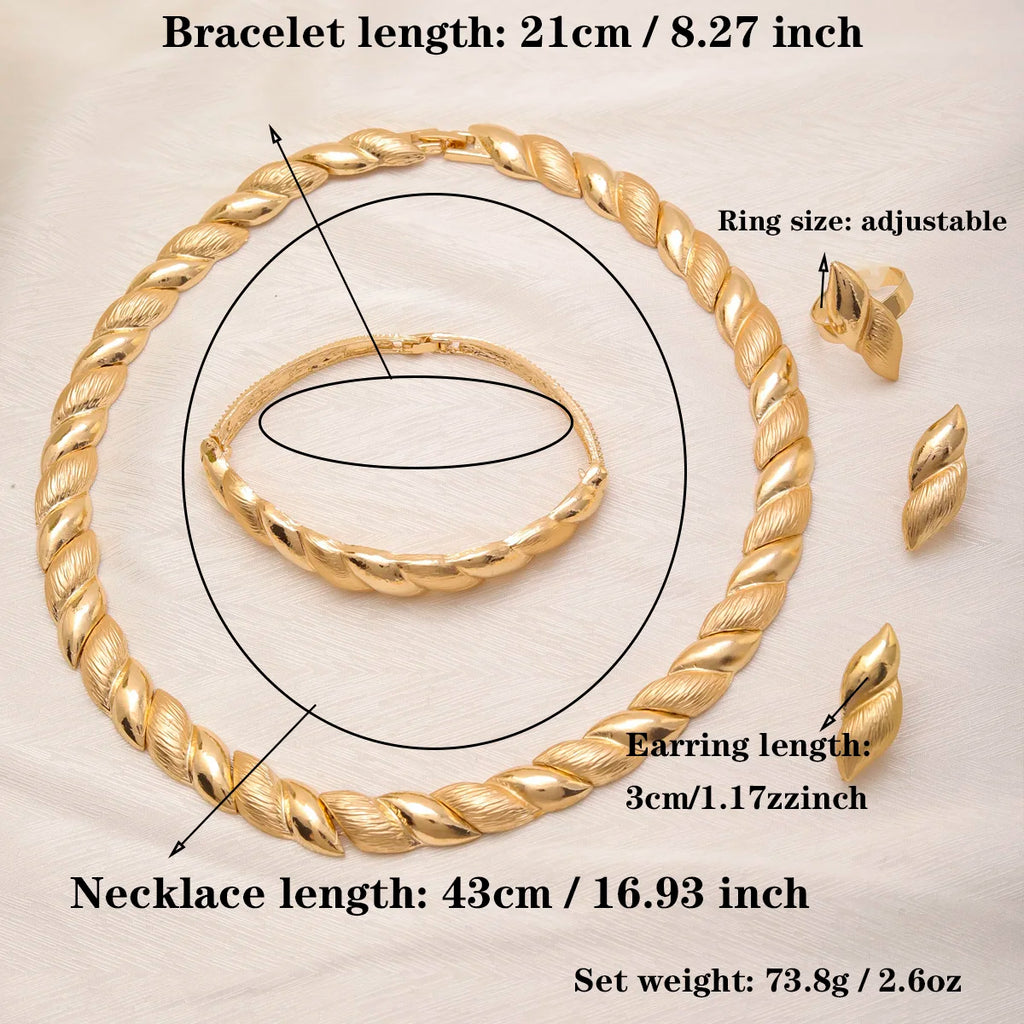 Fashion Dubai Jewelry Sets for Woman 18K Gold Plated Necklace Earrings Bracelet Ring Jewelry African Nigerian Wedding Party
