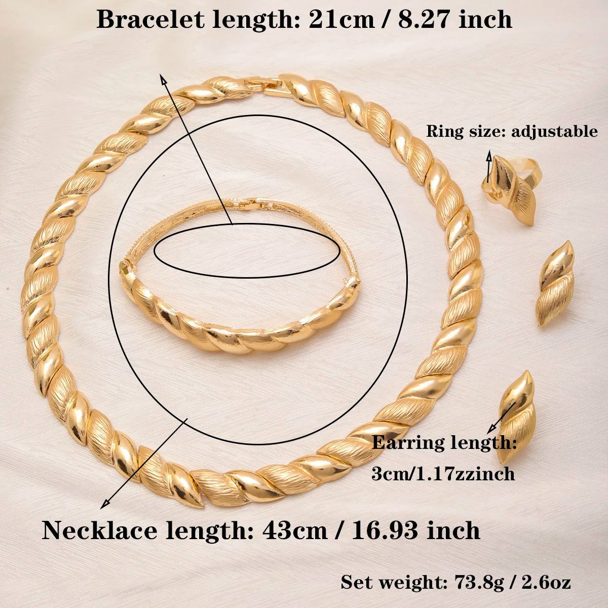 Fashion Dubai Jewelry Sets for Woman 18K Gold Plated Necklace Earrings Bracelet Ring Jewelry African Nigerian Wedding Party