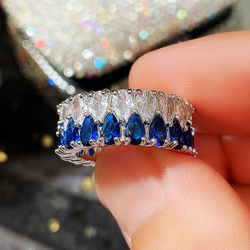 ChooseMe Square CZ Paved Austrian Zircon Engagement Ring