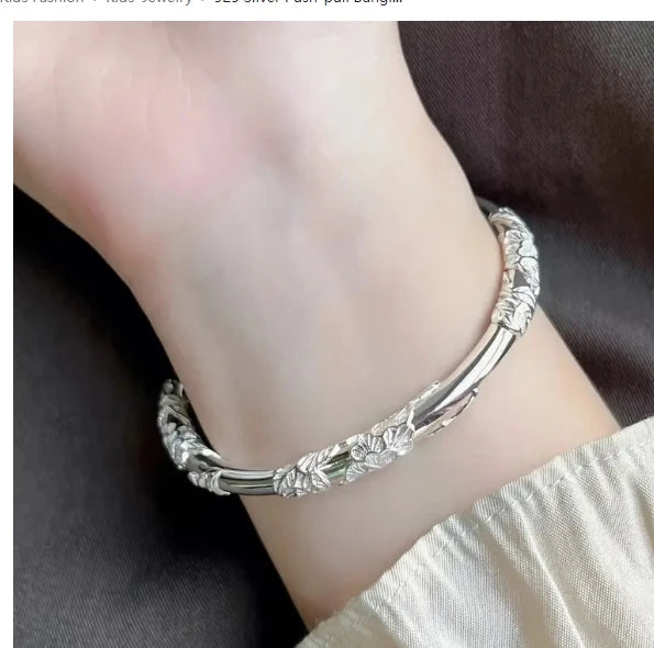 ENSHIR Silver-Color Waterproof Simple Cuff Bangle Bracelet