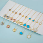 Plant Five Leaf Flower Double sided Plum Blossom Jewelry Set Necklace Earrings New Design Natural Stone Women High Quality Clove