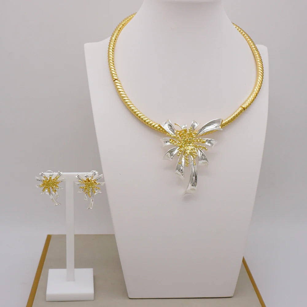 Brazilian Gold Flower Dubai Jewelry Set