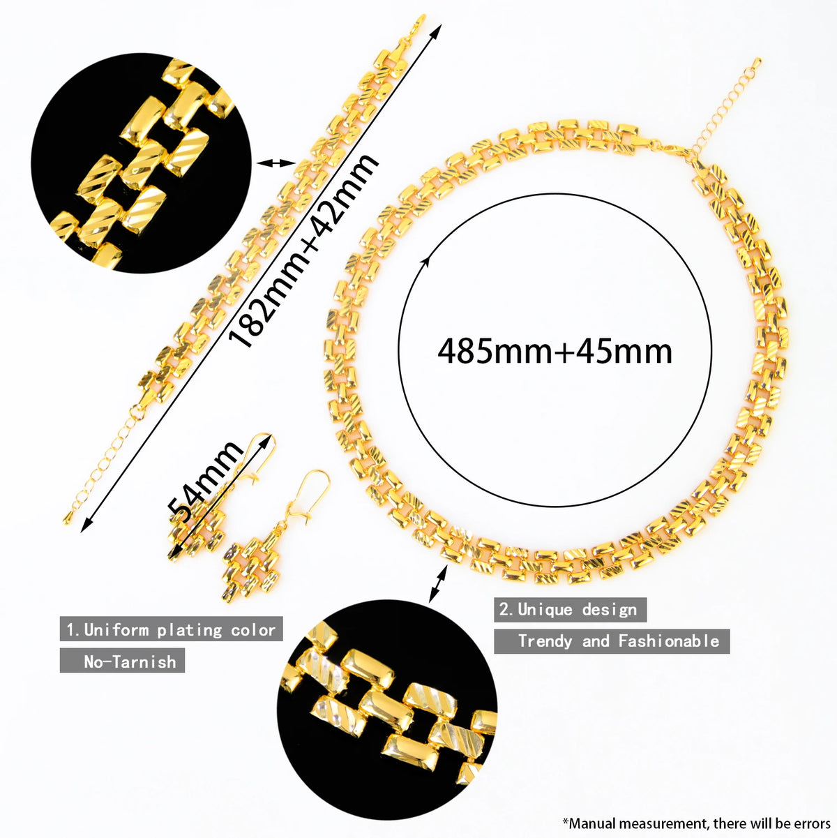 Newest Nigeria Wedding Jewelry Set 21k Gold Plated Fashion Bamboo Knot Necklace Ethiopia Women Bridal Luxury Vintage Jewelrys