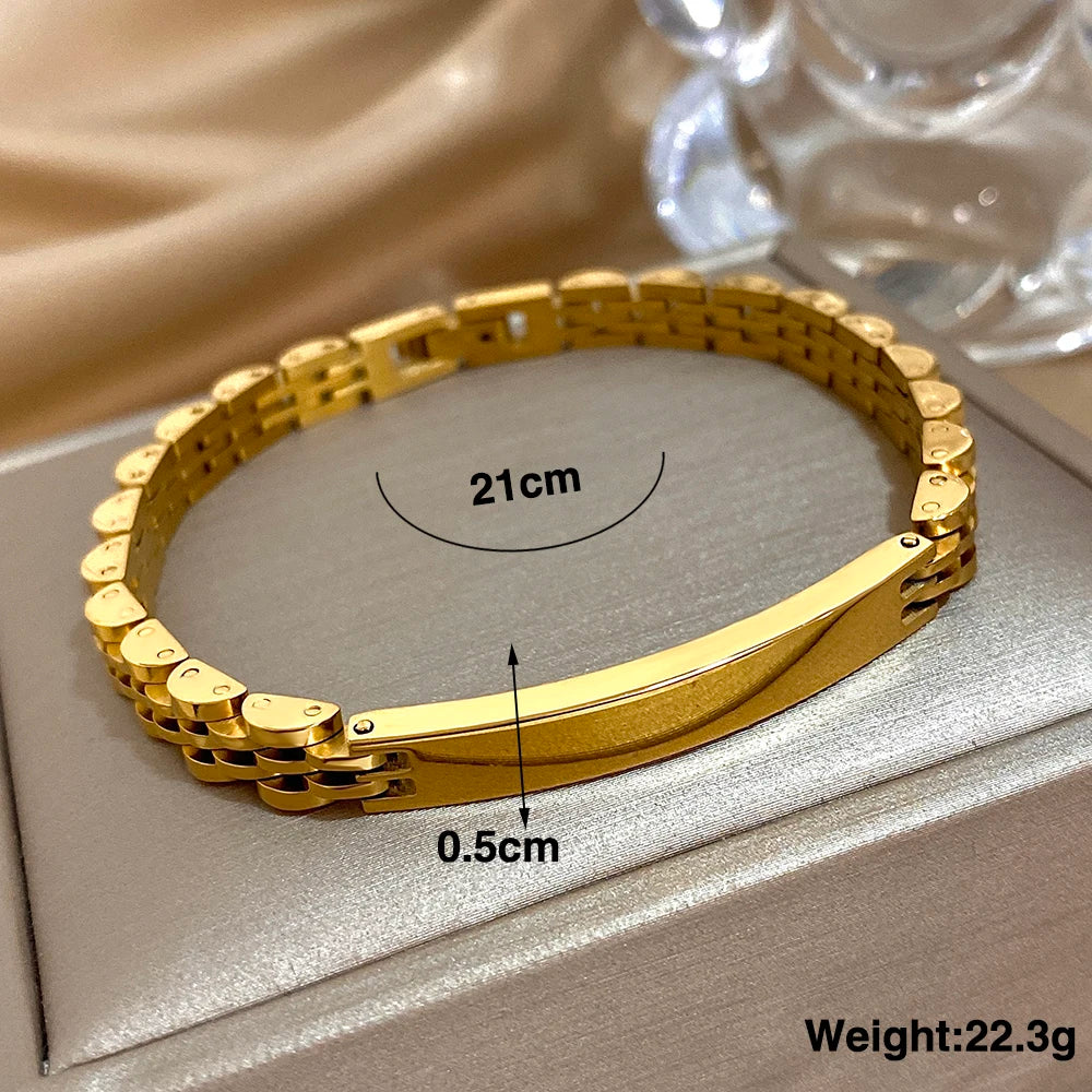 ChooseMe Five-Layer 10mm Beaded Two-Tone Stainless Steel Watch-Chain Bangle