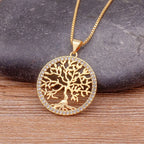 Nidin Nouvelle Arrivée Mode Classique Arbre de Vie Plaqué Or Cristal Colliers & Pendentifs Femmes Zircon Chaîne Bijoux Collier Femme