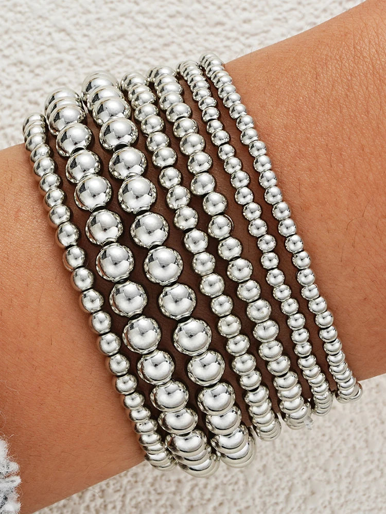 Vintage Minimalist Handmade Beaded Bracelet Set, 7 Pcs/Set