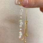 Bracelet de luxe en zircon brillant avec fleurs, réglable, en métal et cristal