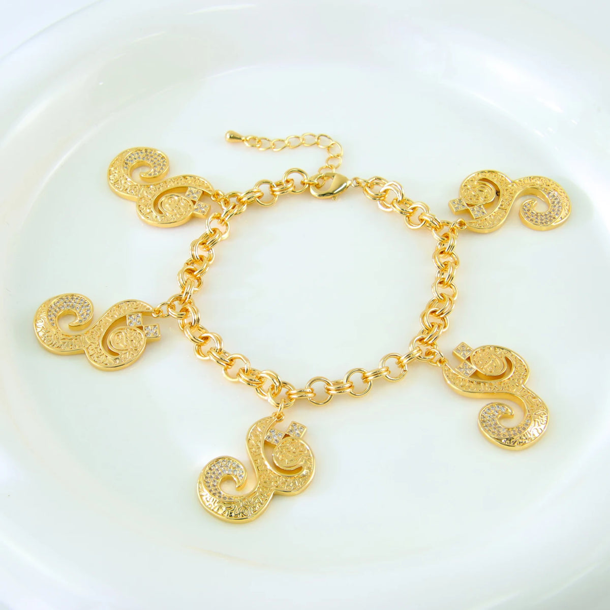 Fashion Arabic Dubai Gold-Color Charm Bracelet