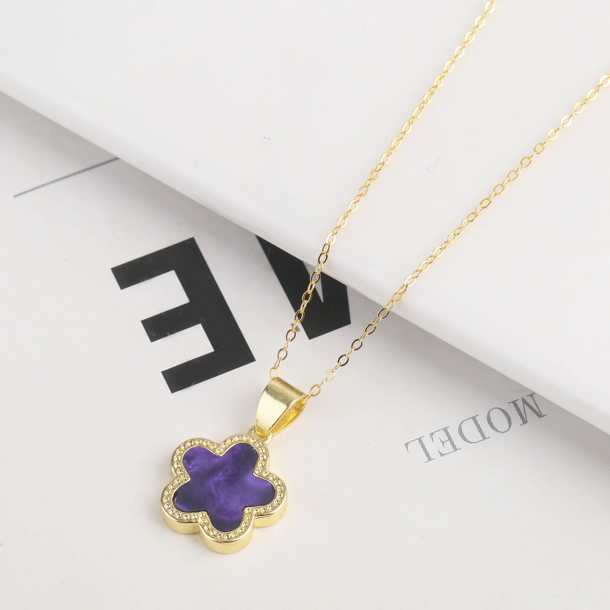 6-Color Plum Blossom Five Point Star Jewelry Set Cute Plant Five Leaf Flower Shell Gift Bracelet Necklace Earrings Woman Clover
