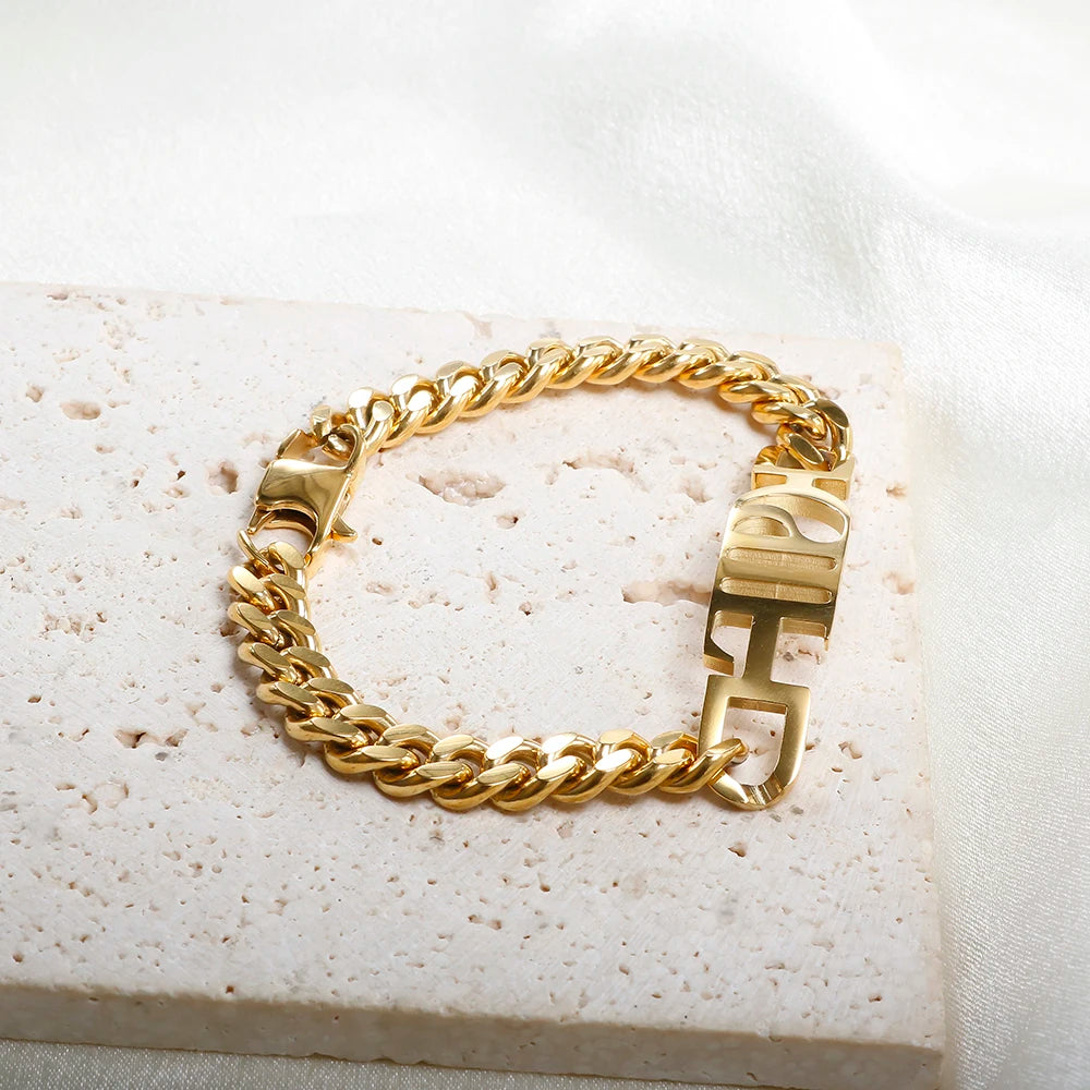 JINHUI TTPD Letter Thick Chain Bracelet