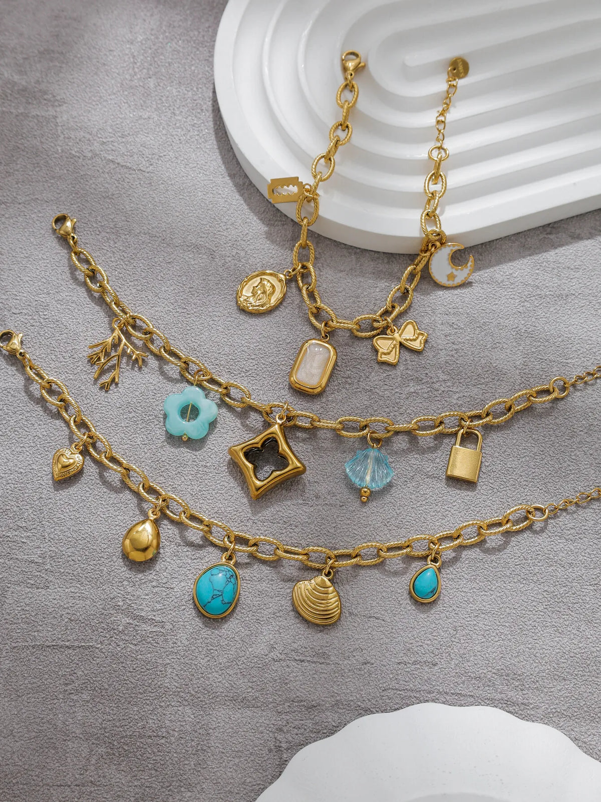 Minimalist Retro Turquoise Star Charm Bracelet