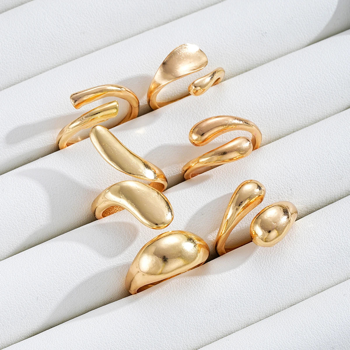 ChooseMe Vintage Gold Hip Hop Water Drop & Geometric Rings Set