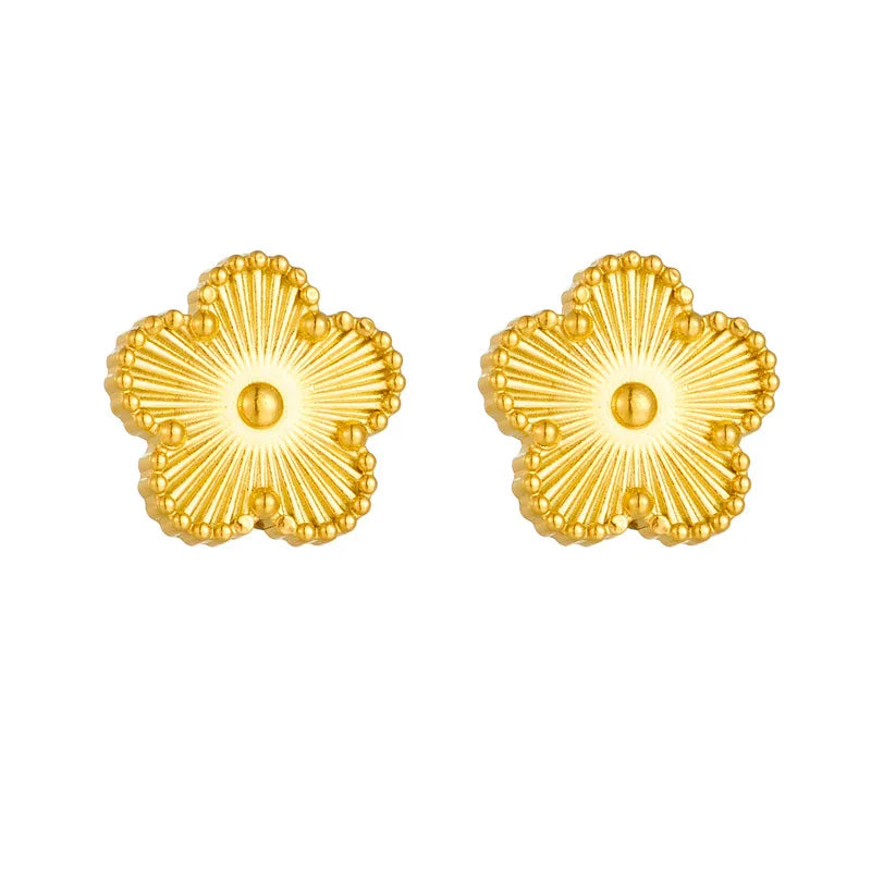 Hot Selling High-Quality Plum Blossom Plant Metal Five Leaf Flower Bracelet Necklace With Double-Sided Y2K Style Clover