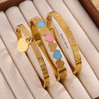 ChooseMe 3-Piece Stackable Stainless Steel Heart Elements Waterproof Bangle Set
