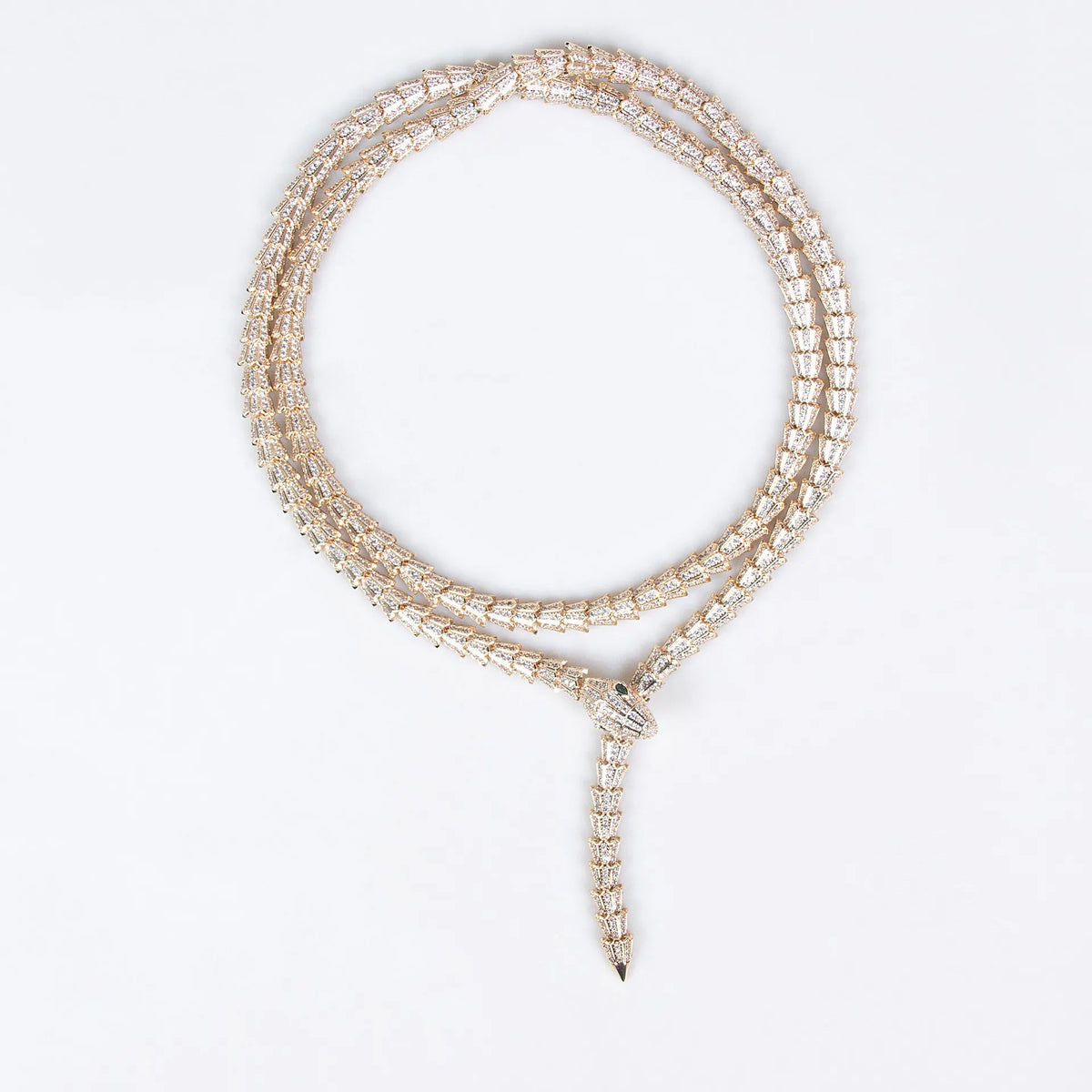 Luxury Gold-Plated Long Snake Necklace & Earrings Jewelry Set