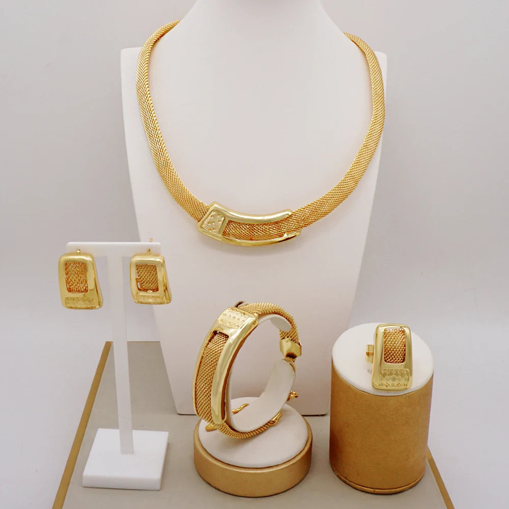 Brazilian Gold Flower Dubai Jewelry Set