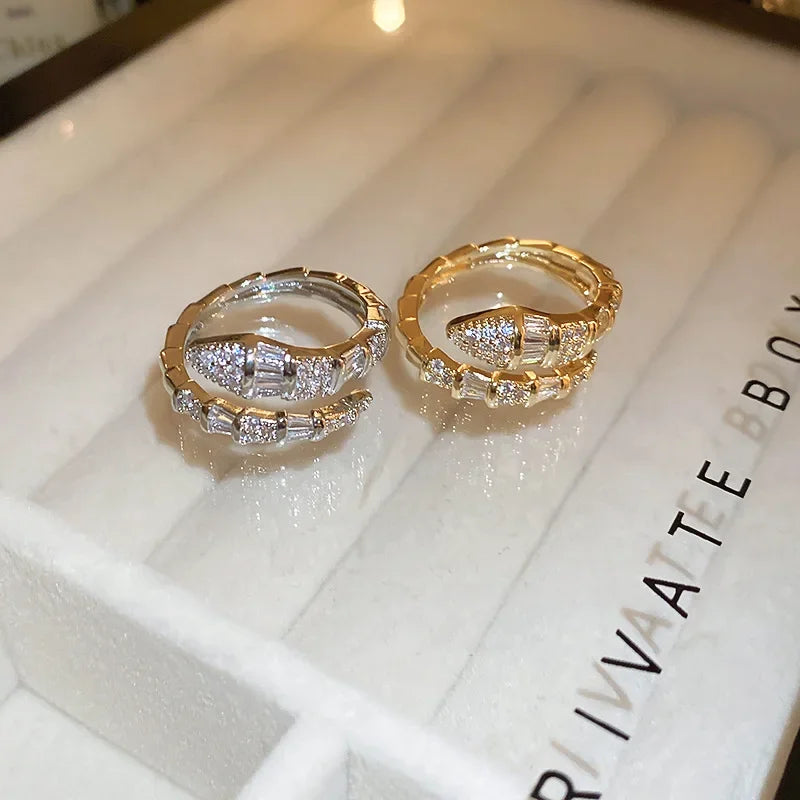 Versatile Snake-Shaped Adjustable Stainless Steel Zircon Ring