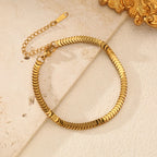 EILIECK Ensemble de bijoux géométriques en chaîne serpent Collier Bracelet Tendance Acier inoxydable Texture métal doré Femme Imperméable Cadeau