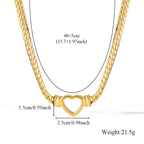 EILIECK 316L Stainless Steel Hollow Heart Necklace Bracelet Set Minimalist Metal Texture Women Water Resistant Jewelry Lady Gift