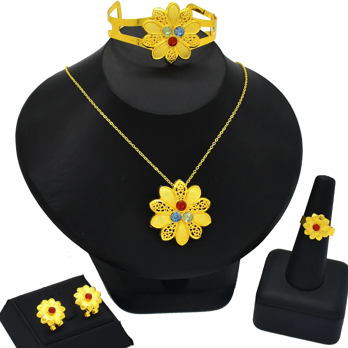 ANIID Nigeria Butterfly Cystal Jewelry Sets For Lady Wedding Ethiopian 24K Gold Color Necklace And Earing Jewellery Dubai Gift