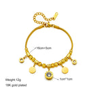 18K Gold Plated Roman Numeral Jewelry Set, CZ Charm Beaded Necklace & Bracelet, Stainless Steel Stackable Accessories