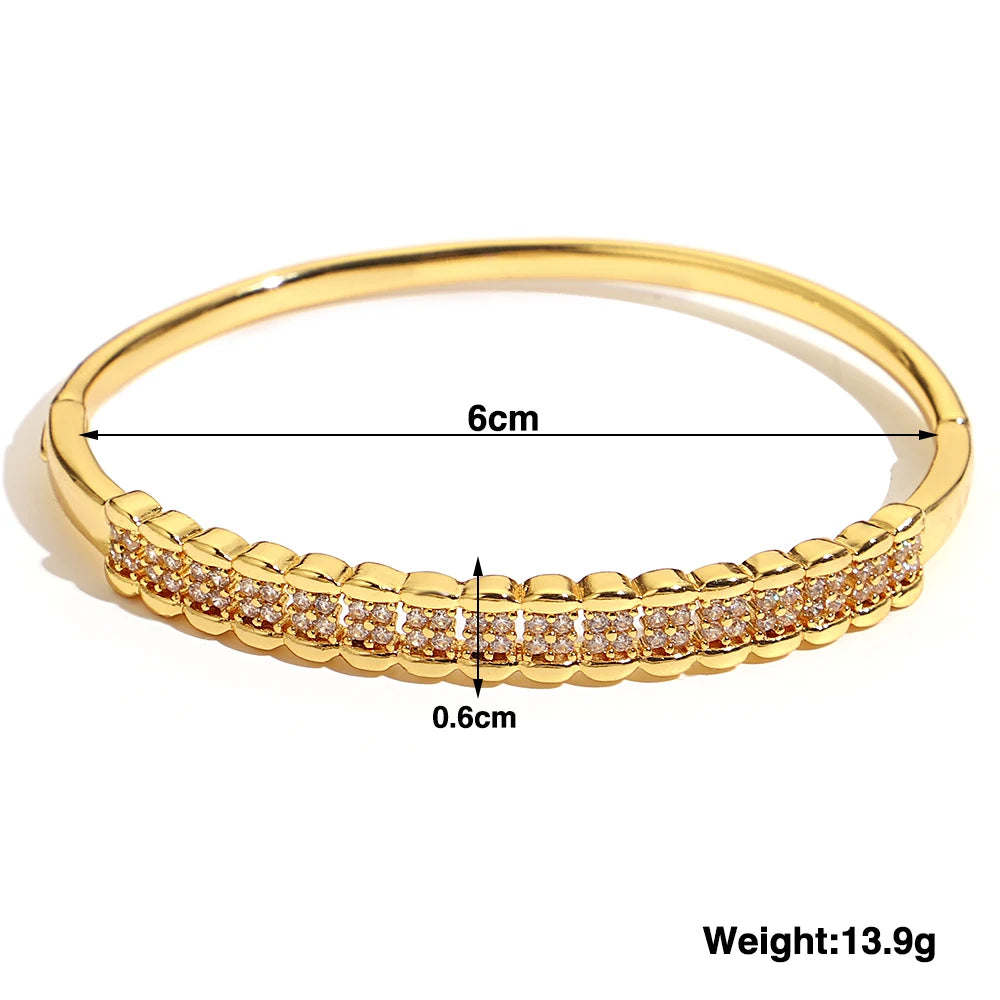 Trendy Gold-Plated 316L Stainless Steel Cubic Zirconia Bangle