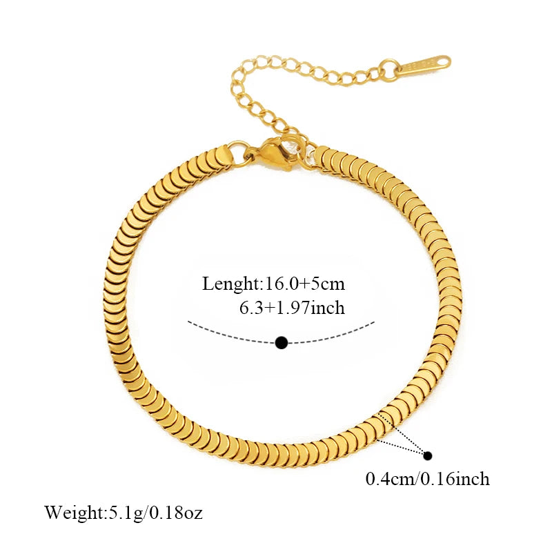 EILIECK Stainless Steel Handmade Fashion Chain Bracelet For Women 18K Gold PVD Plated Rust Proof Textured Unisex Jewelry Gift