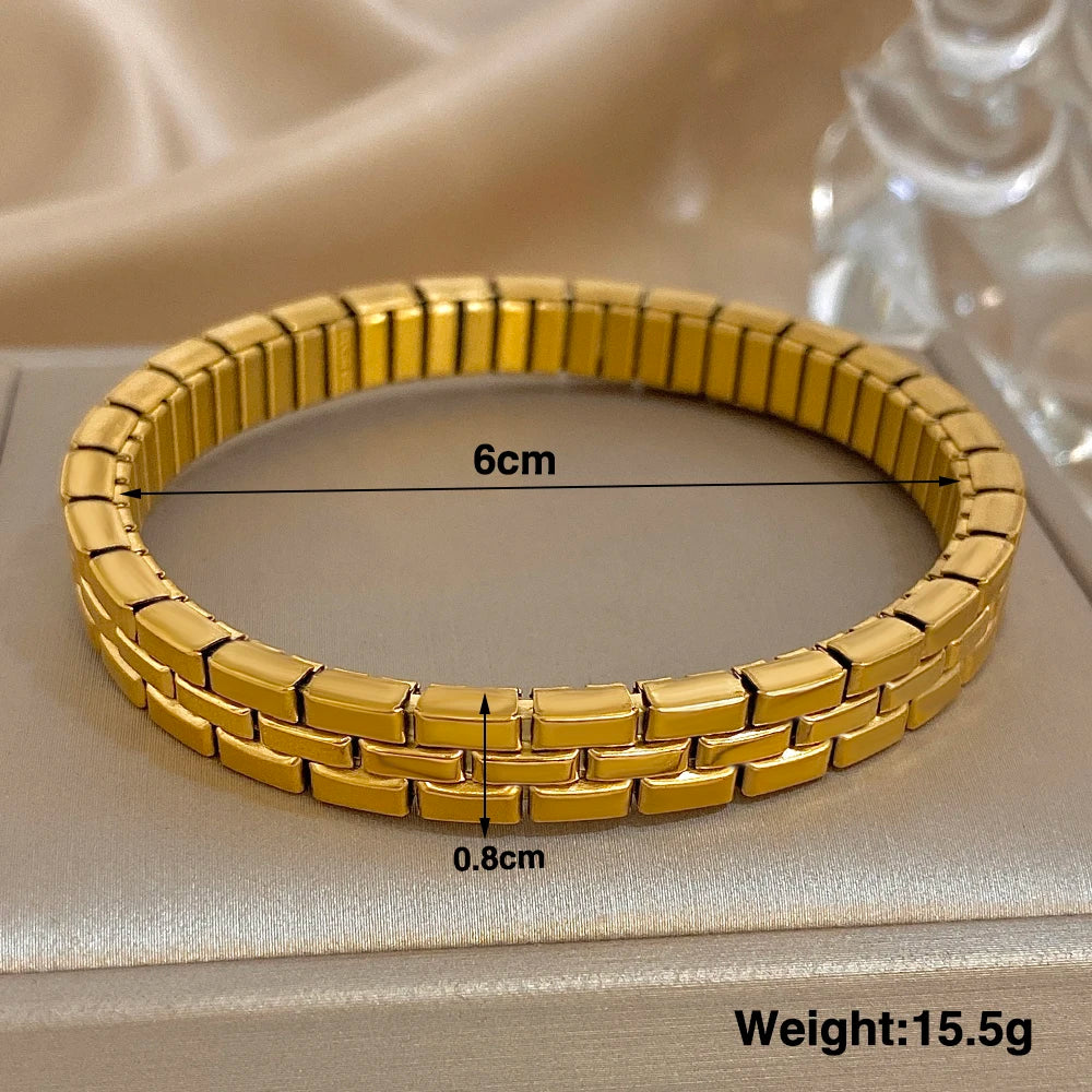 Greatera Bracelet de perles à cinq couches 10 mm pour hommes, bracelet de montre à maillons classique en acier inoxydable bicolore pour femmes