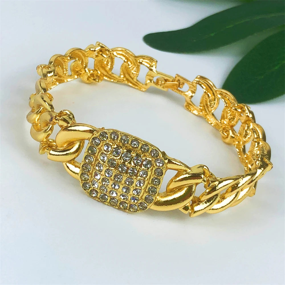 TITI Vintage Women Necklace Bracelet Earring Ring Jewelry Set Minimalist style Fashion 18K Gold Plated Party Jewelry
