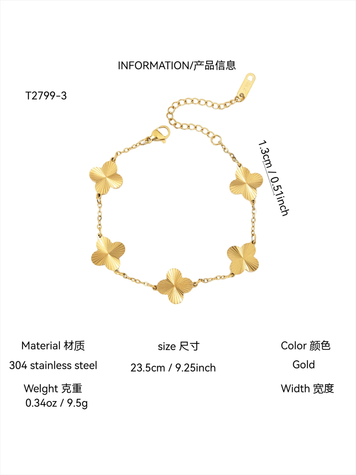 1 Piece Elegant Charm Light Luxury Stainless Steel Glossy Laser Pattern Four-Leaf Flower Necklace Bracelet Earrings Female