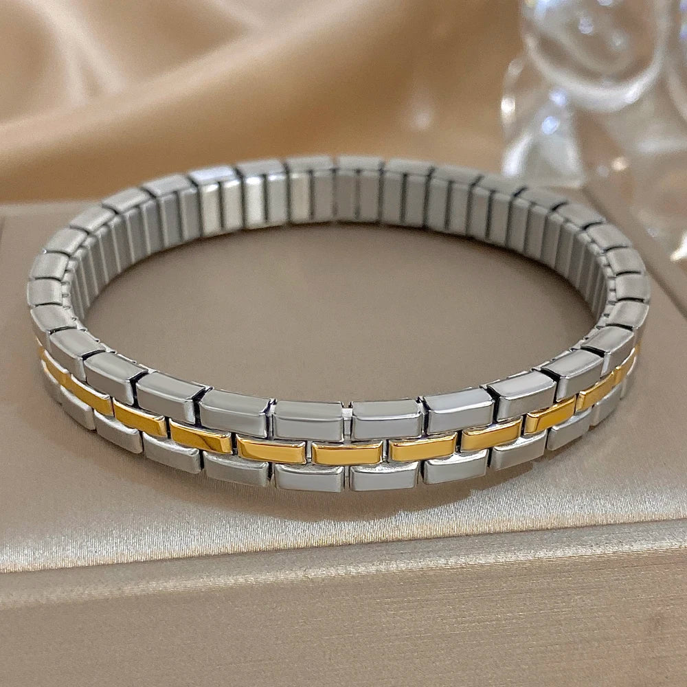 Greatera Five-layer 10mm Beaded Men's Bracelet Two Tone Classic Stainless Steel Band Series Watch Chain Bangle Jewelry For Women