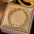 SGMAN Gold-Plated Stainless Steel Cuban Chain Bracelet Set