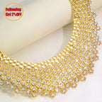 GZJPEI Parure de bijoux en zircon blanc brillant pour femme Italie Nigeria Bijoux de mariage Plaqué or 18 carats Cadeau Fête des Mères En solde