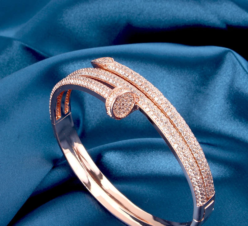 Women Luxury Geometry Cubic Ziron Engagement Bridal Statement  Bracelet Ring Jewelry copper Lady Gift