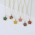 Parure de 2 bijoux en verre cristal, collier avec pendentif et boucles d'oreilles, fleur de prunier, fleur à cinq pétales, plante de luxe, cadeau pour femme, trèfle