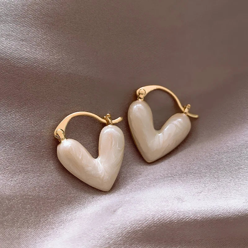 Korean Elegant Light Luxury Heart Dangle Earrings